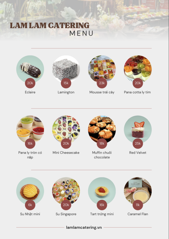 menu bánh ngọt 1 lam lam catering